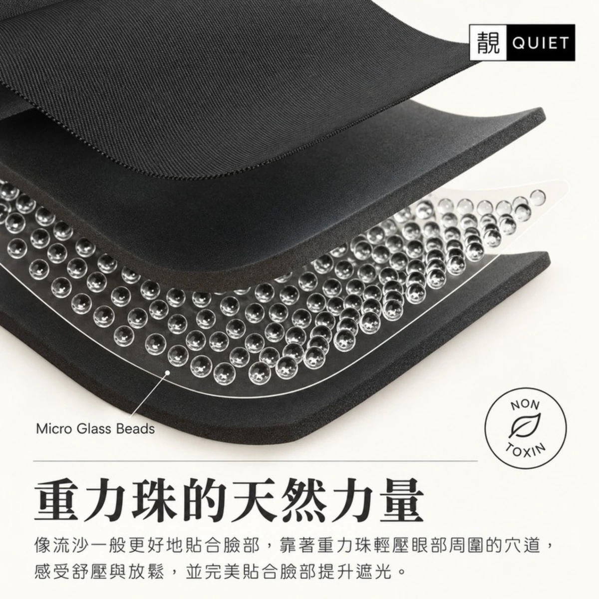 重感眼罩微型玻璃珠填充結構